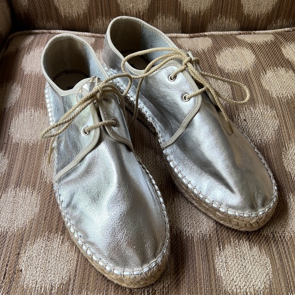 Cuple silver leather espadrille sneaker  blucher 41 - Picture 4 of 8